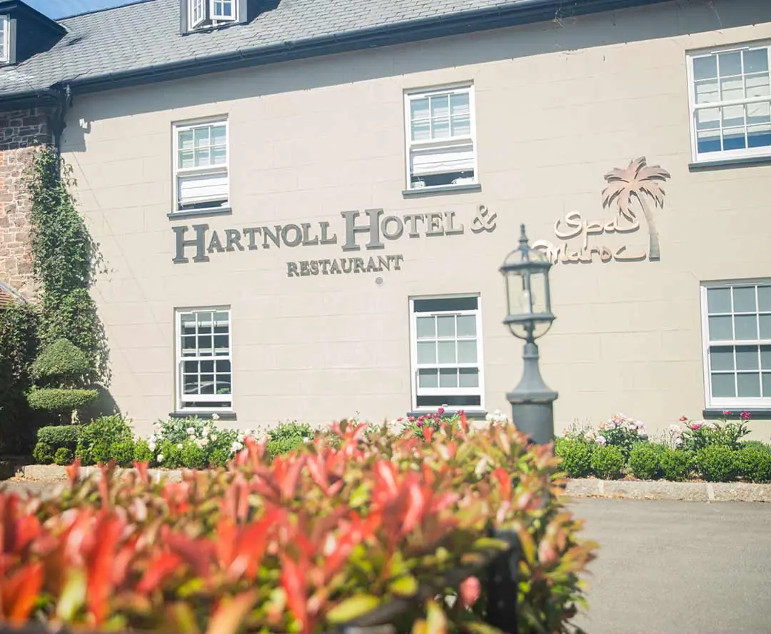 The front of the Hartnoll Hotel and its sign