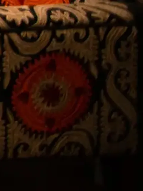 Close-up of an embroidered armchair